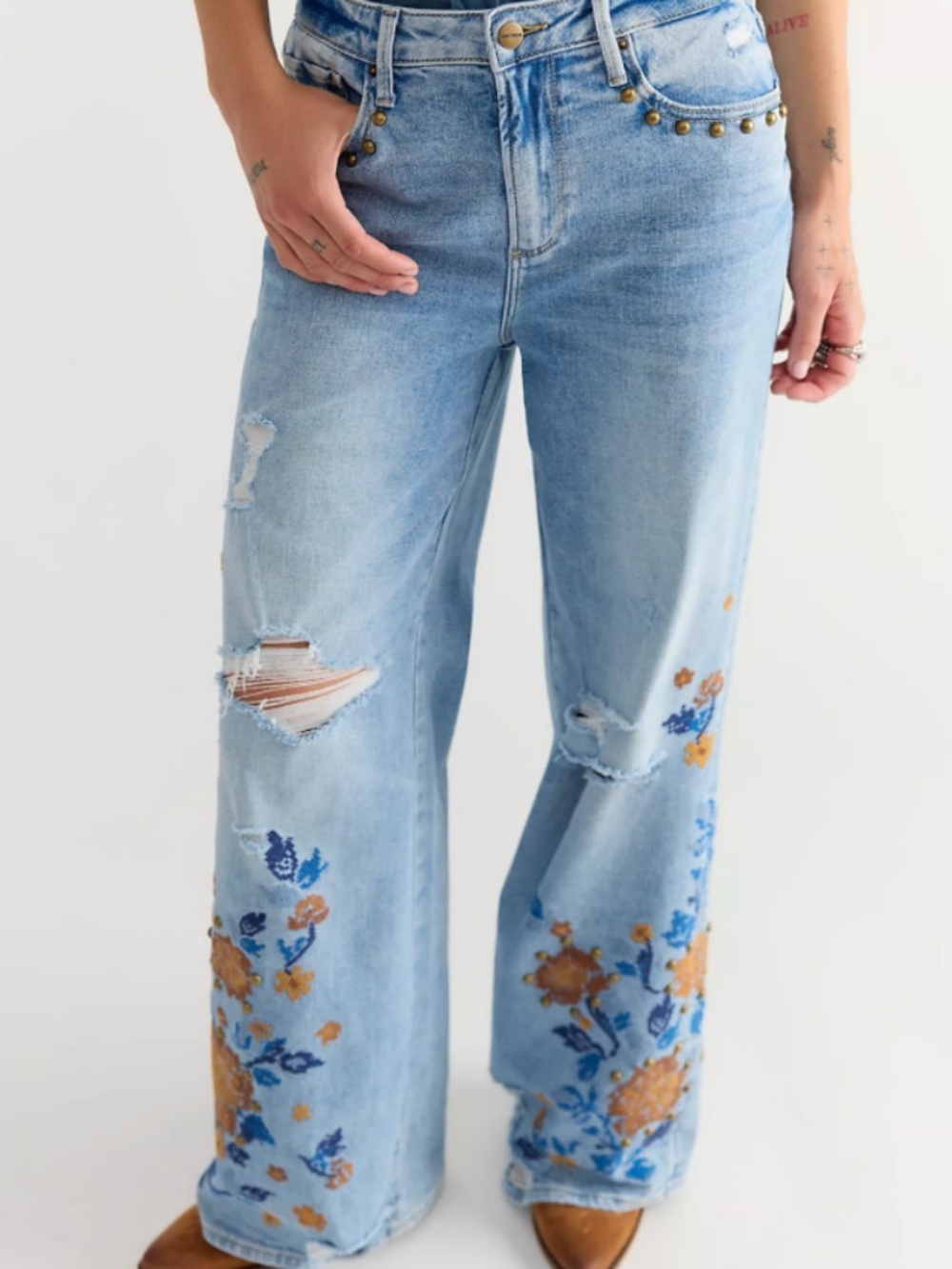Driftwood Marlena Copper Magnolia Wide Leg Jeans 29 - Picture 4 of 4